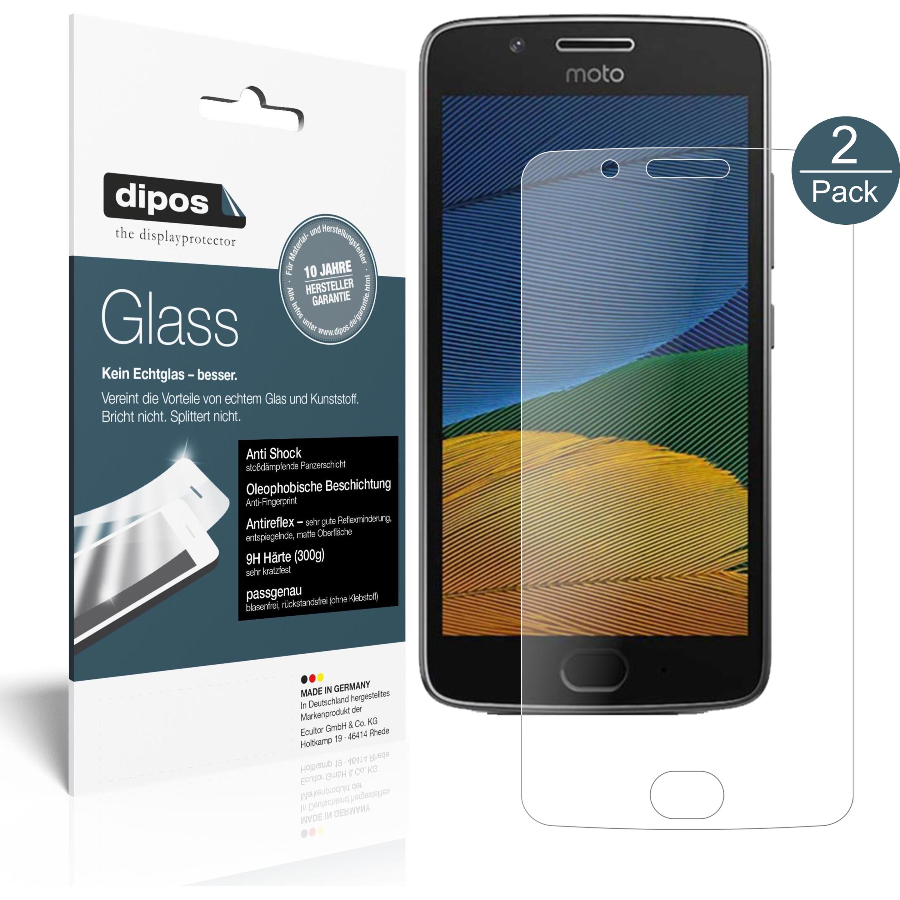 Dipos Displayschutz Anti-Shock (2 Stück, Motorola Moto G5 Plus), Smartphone Schutzfolie, Transparent