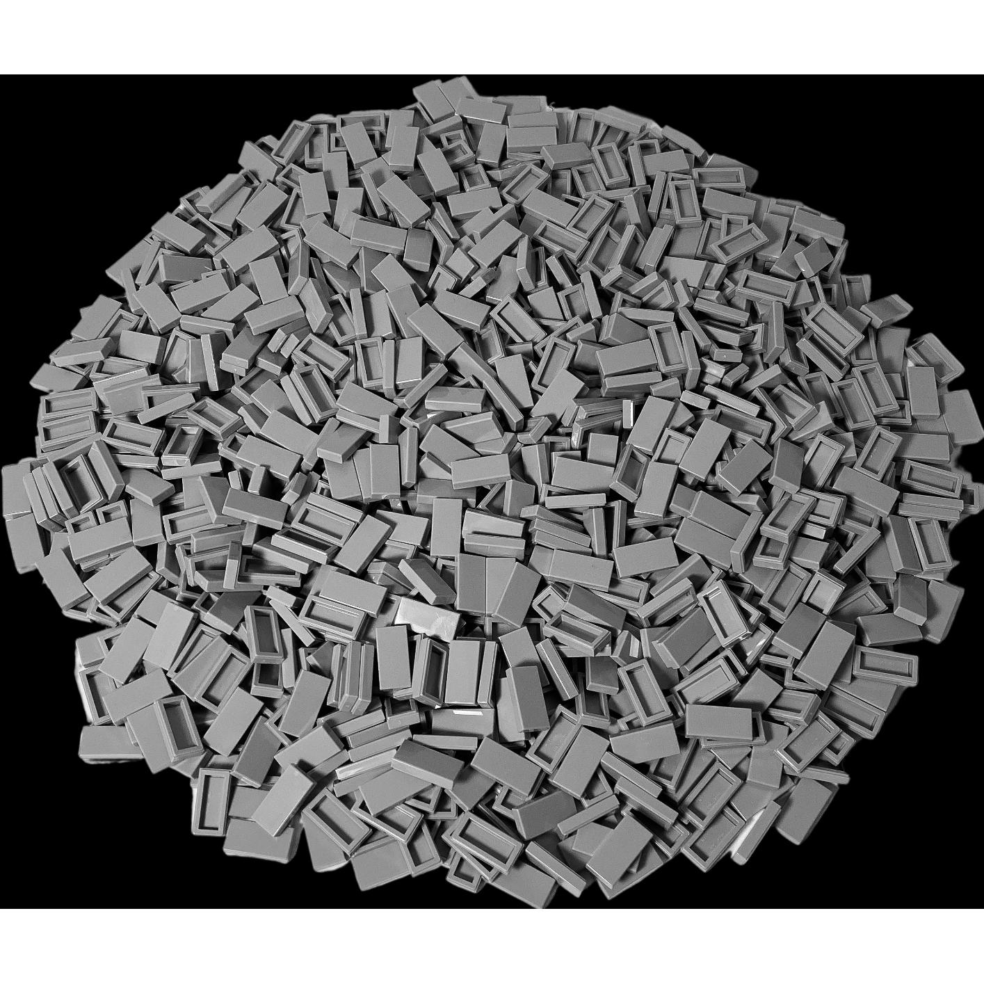 LEGO 1x2 Fliesen Hellgrau - 50 Stück - Light bluish grey tile 3069b (LEGO Zubehör)