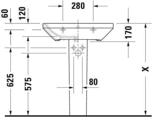Produktbild Duravit Waschtisch DURASTYLE m ÜL HLB 650x440mm 1 Hahnloch weiss (440 mm, 650 mm)