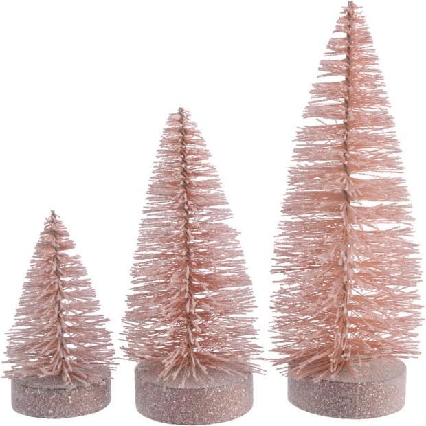 Everlands, Weihnachtsdeko, Tannenbaum-Set - rosa - 3-teilig