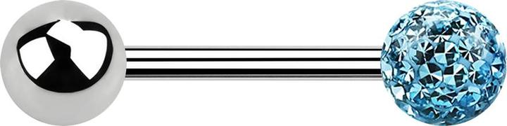Actual product image Star Piercing Barbell silber mit Kugel und Kristallkugel aqua Epoxy Schutzschicht (without brass, Surgical steel 316L)