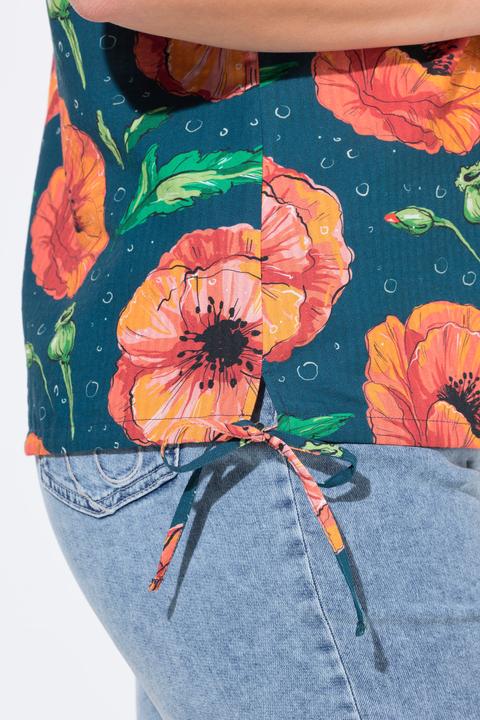 Immagine prodotto Ulla Popken top camicetta, papavero, collo rotondo, manica corta, cotone biologico (46, 48)