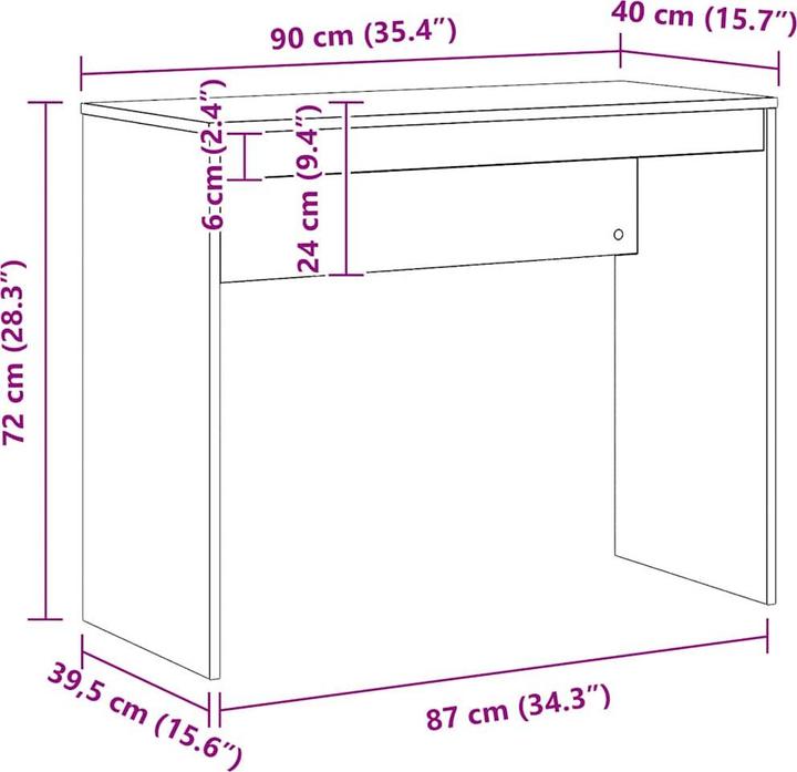 Actual product image vidaXL Schreibtisch (90 x 40 x 72 cm)