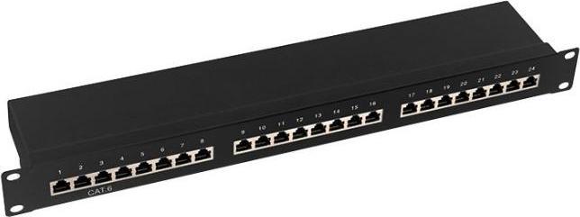 Produktbild LogiLink Patchpanel - Cat. 6, 24 Ports, Schrankeinbau, STP, schwarz