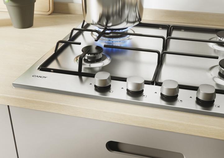 Productafbeelding Candy CEL6PBRX Roestvrij Staal Inbouw 59 cm Gas 4 Kookplaat(en) (59.50 cm, Gaskookplaat)