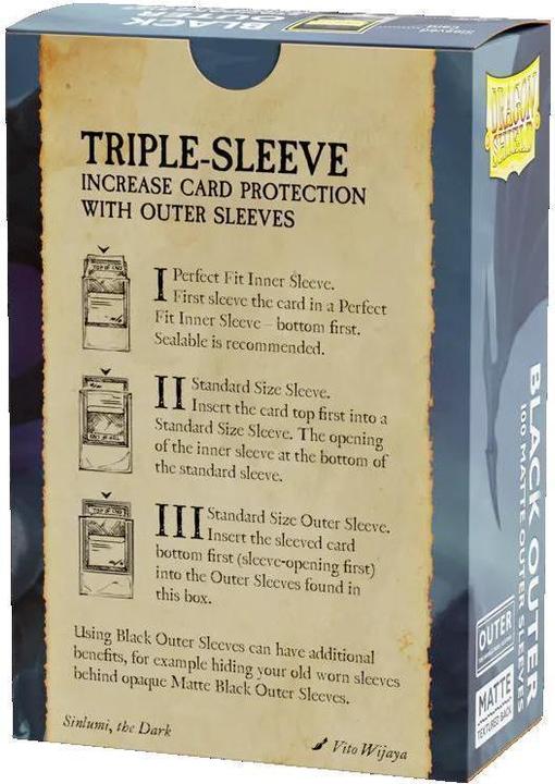 Actual product image Arcane Tinman Dragon Shield Matte Outer Sleeves - Black - Standard Size (100)