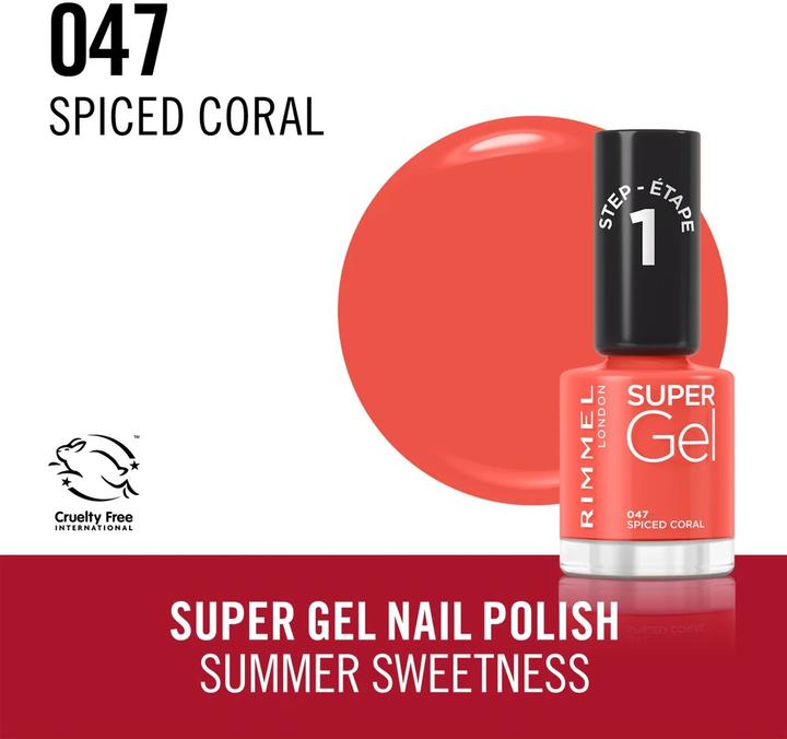 Produktbild Rimmel London Super Gel STEP1 (047 Spiced Coral, Farblack, Gel-Effekt Nagellack)