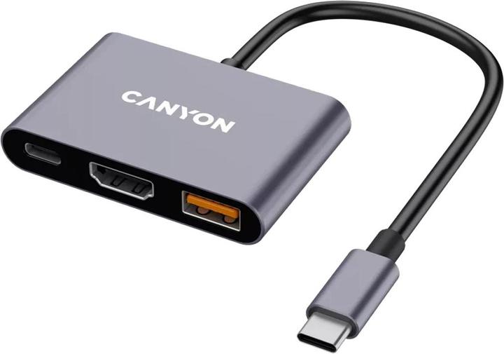 Image du produit Canyon HUB USB 3 en 1 USB-C > HDMI/1xUSB-A/PD 100W détail (USB-C, 3 ports)