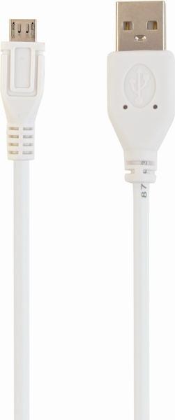Produktbild Gembird CABLE USB2 A PLUG/MICRO B 1.8M/WHITE CCP-MUSB2-AMBM-6 (1.80 m, USB 2.0)