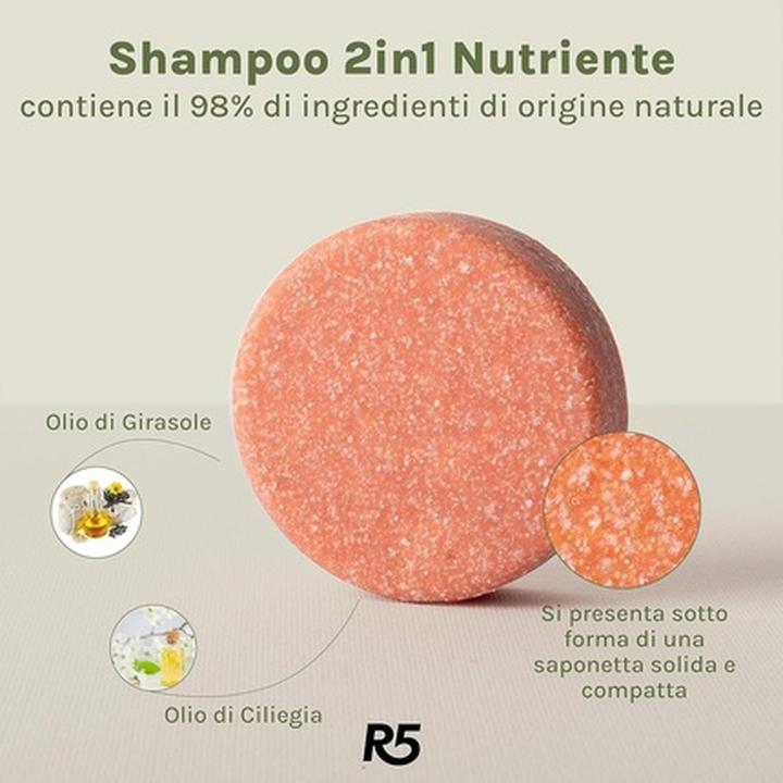 Actual product image R5 Nourishing Solid Shampoo 2 in 1 with Cherry (Solid shampoo, 70 g)