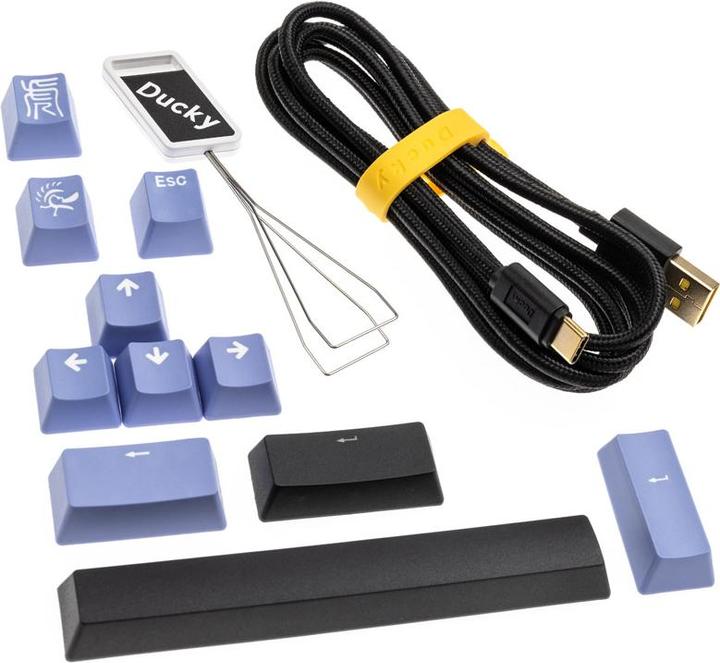 Actual product image Ducky Shine 7 PBT Gaming Keyboard, MX-Speed-Silver, RGB LED - blackout (US) (US, Cable)