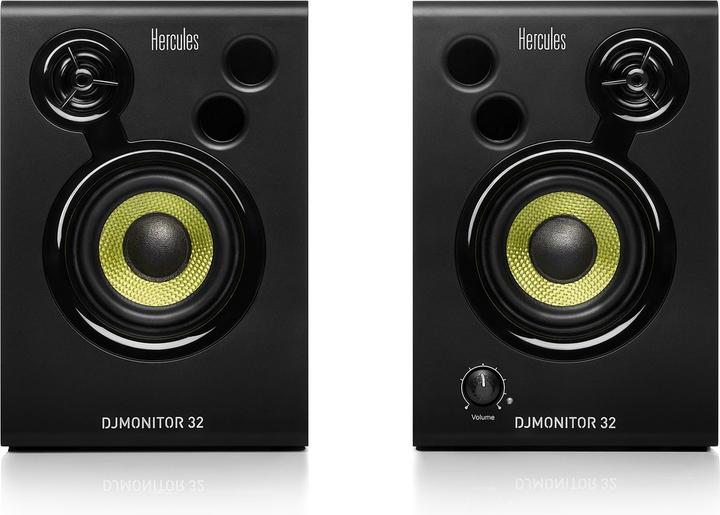 Actual product image Hercules DJMonitor 32 + HDP DJ45 – DJ-Lautsprecherset 2x15W + DJ-Kopfhörer – Schwarz (2x 15 W)