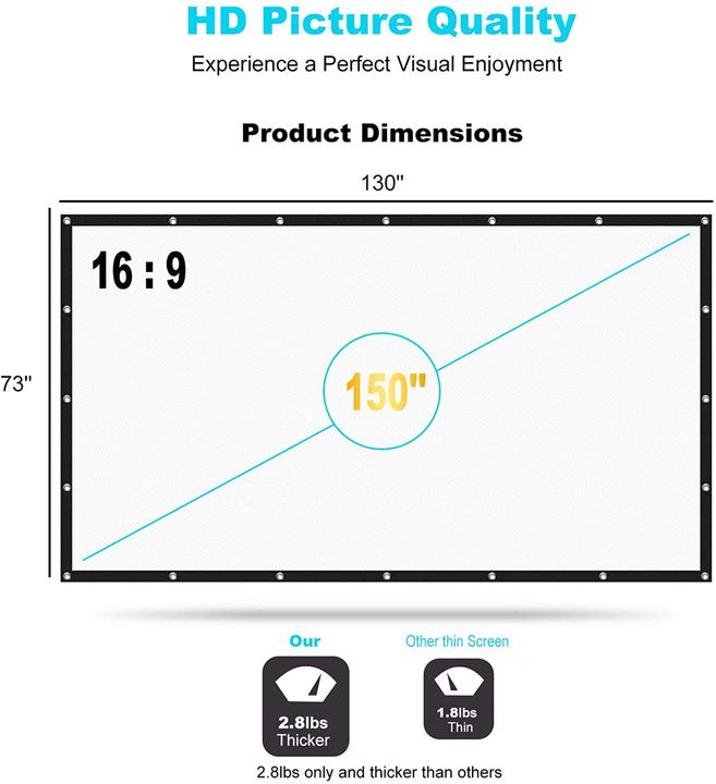 Image du produit Towond Écran de projection (150", 16:9)