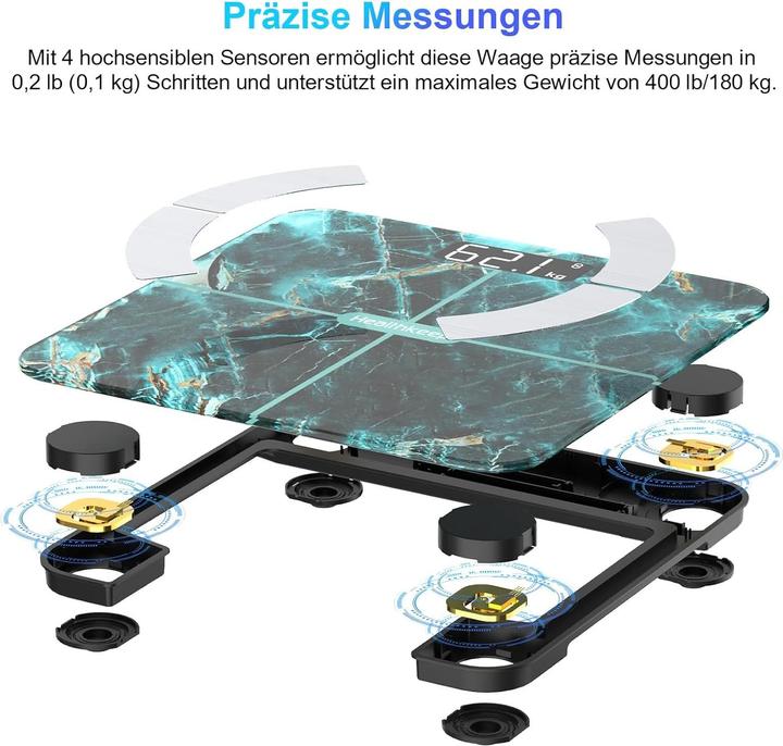 Produktbild Healthkeep Digitale Körperfettwaage mit App & Bluetooth-Funktion (180 kg)