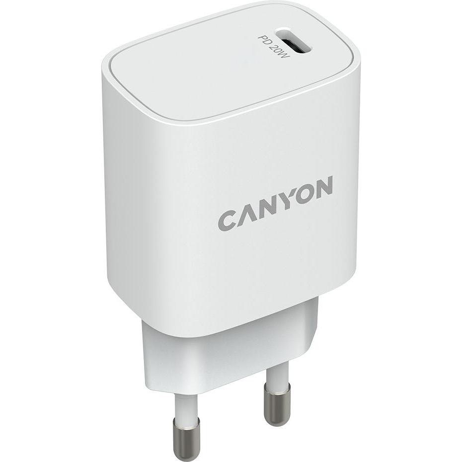 Canyon Ladegerät 1xUSB-C 20W Power Delivery white retail (20 W), USB Ladegerät, Weiss