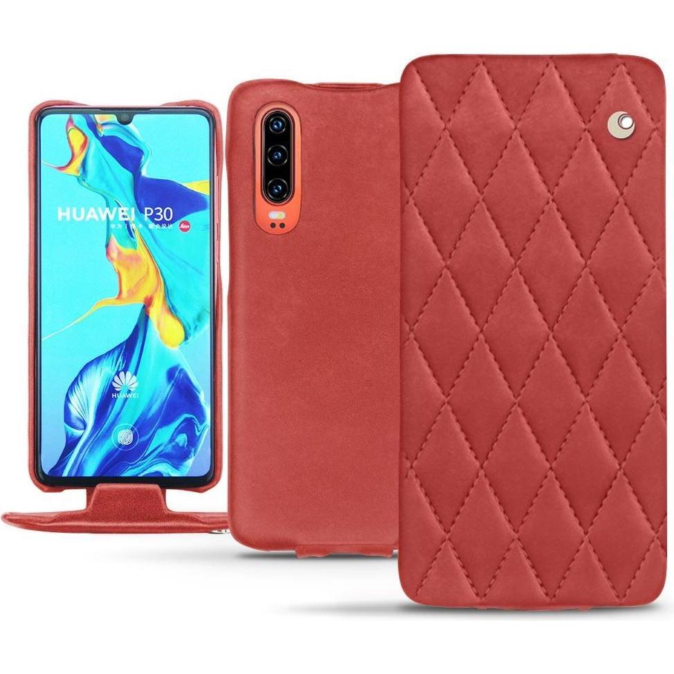 Thumbnail - Noreve Lederschutzhülle vertikal (Huawei P30), Smartphone Hülle, Rot