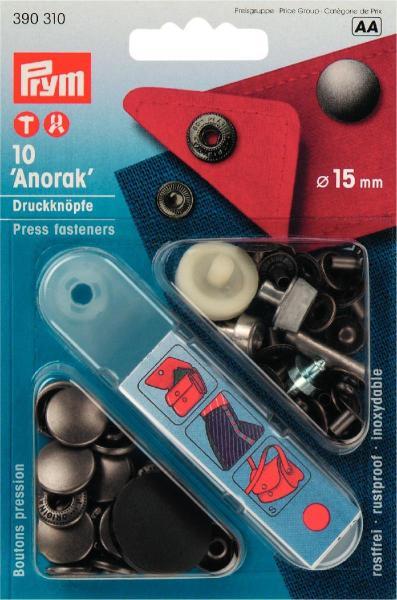 Produktbild Prym Druckknopf Anorak, alteisen 15 mm, Karte 10 Stk.