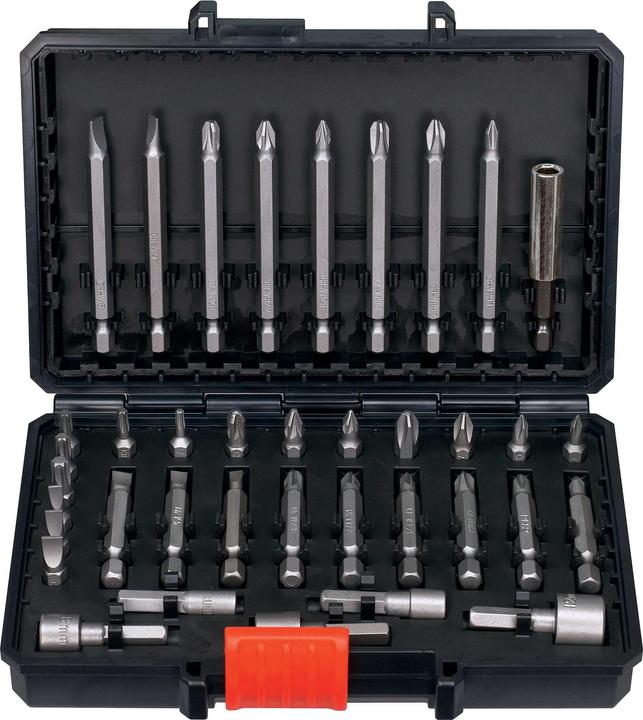Actual product image Black & Decker Screwdriver bit set, 38 pieces (Cross Phillips PH M1, Cross Phillips PH M2, Cross Phillips PH M0, Cross Pozidriv PZ M1, Cross Pozidriv PZ M2, Cross Phillips PH M3, Cross Pozidriv PZ M3, Hexagon socket TX M10, Hexagon socket TX M15, Hexagon socket TX M20, Hexagon socket TX M25, Hexagon socket TX M30)