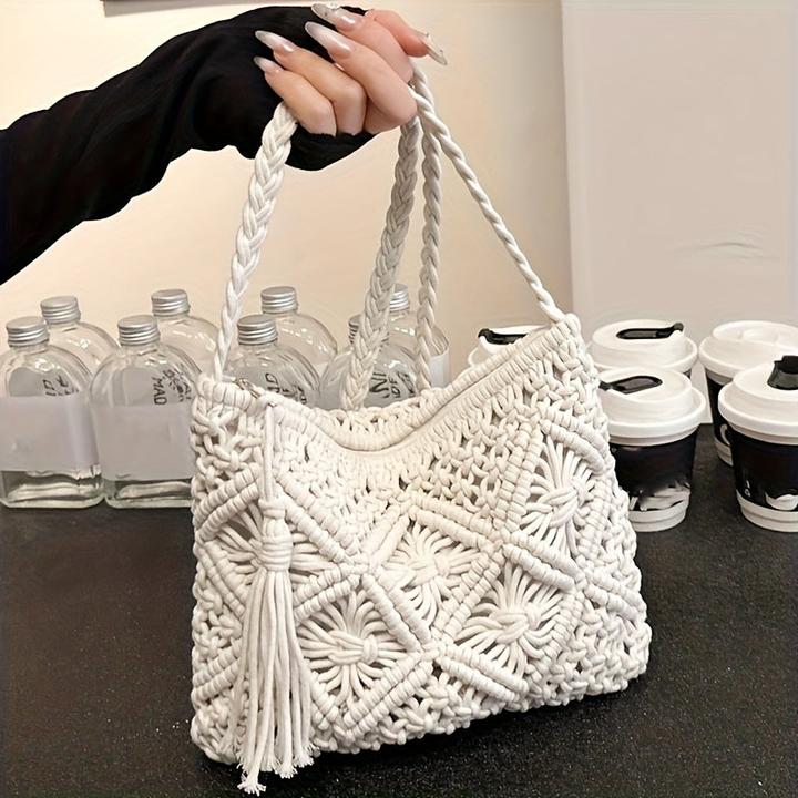 Actual product image Only-Bags.Store 1 Stück. Schicke Tasche - Leichte, handgefertigte Tasche mit geometrischen Mustern und Fransen