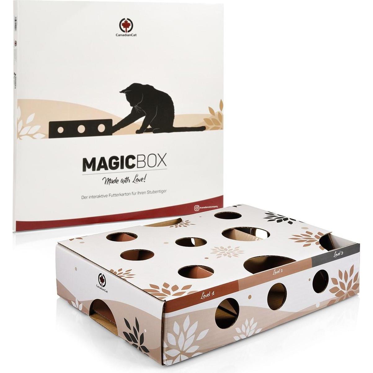 CanadianCat Katzen-Strategiespiel MagicBox, Braun-Weiss (Lern- & Intelligenzspielzeug), Katzenspielzeug