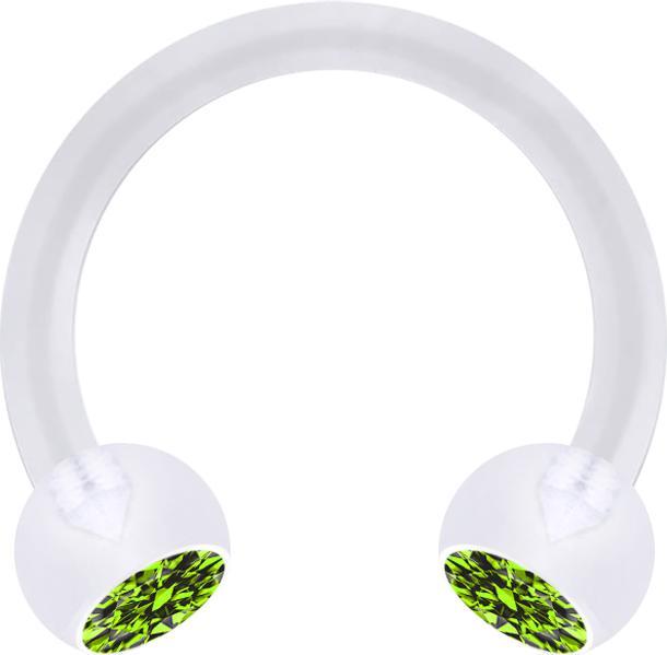 Actual product image Star Piercing Micro Circular Barbell transparent with two balls crystal light green (without brass, Plastic)