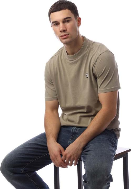 Actual product image Lyle and Scott Mens Natural Dyed Crew Neck T-Shirt (L)