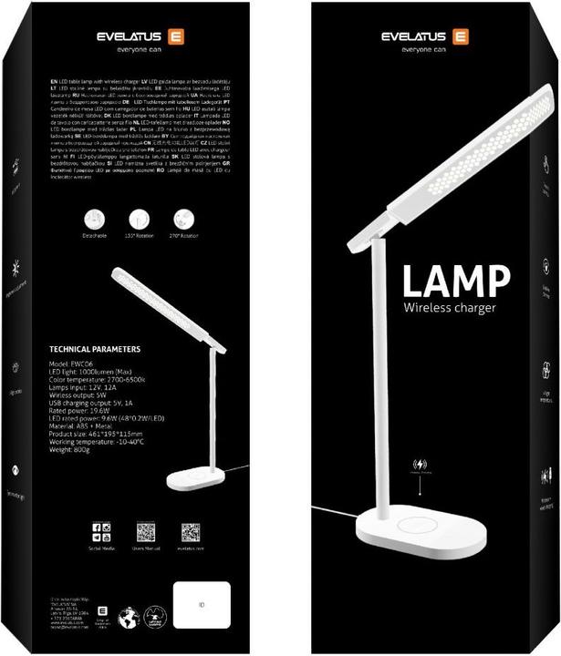 Actual product image Evelatus Desk Lamp Wireless Charger EWC07 (19.60 W)