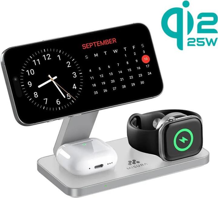 Actual product image Misura MH11 Pro 3-in-1 Faltbare Kabellose Ladestation - WHITE (25 W)