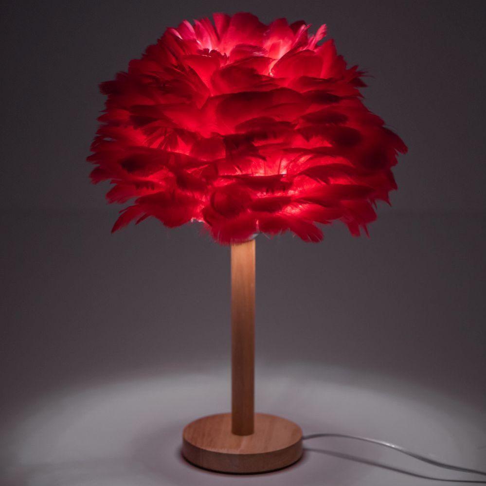 Oem Rosso Lampada Da Tavolo, Lights For Outdoor Use Table Lamp Bedside Feather Art Deco Red Cbdph