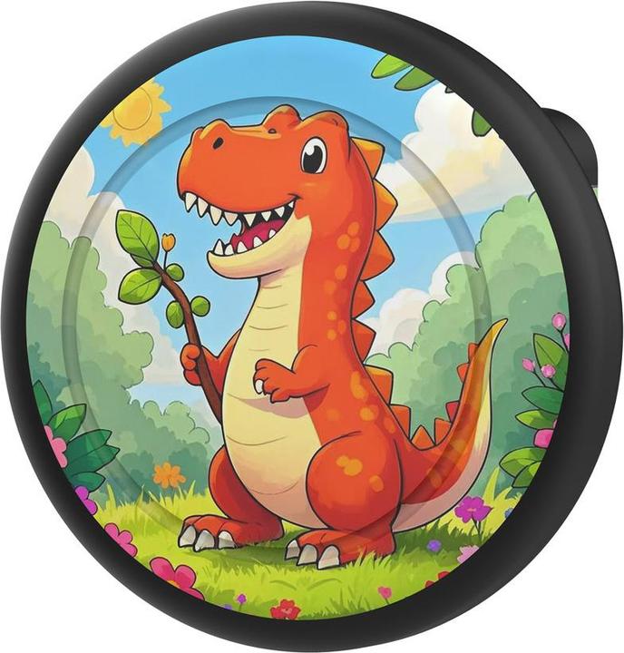 Produktbild Hurtel AirTag-Badge-Hülle – Schwarz mit Dinosaurier-Print