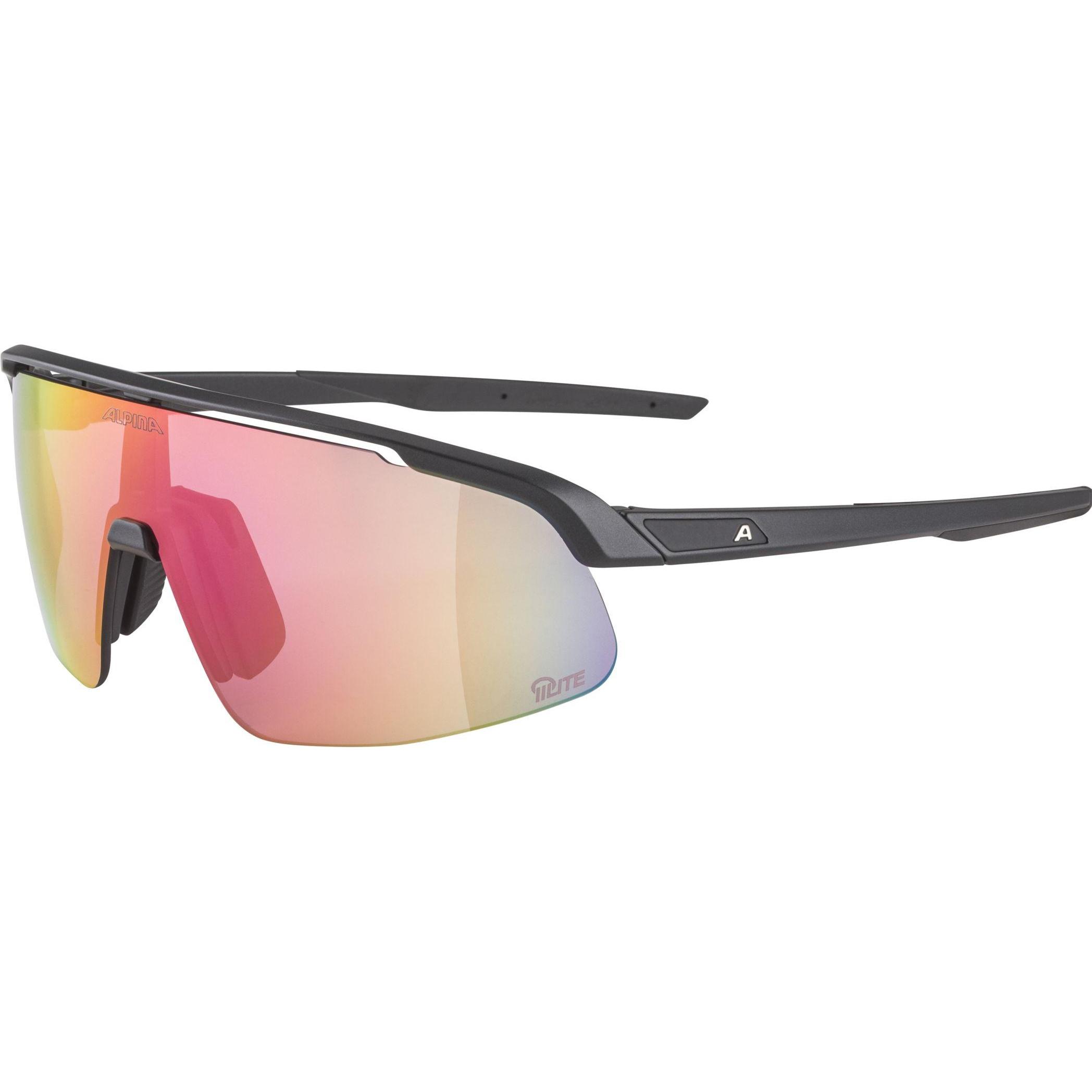 ALPINA SPORTS, Unisex, Sportbrille, Turbo Pro S Q-Lite (Black Met Mat, Pink), Schwarz