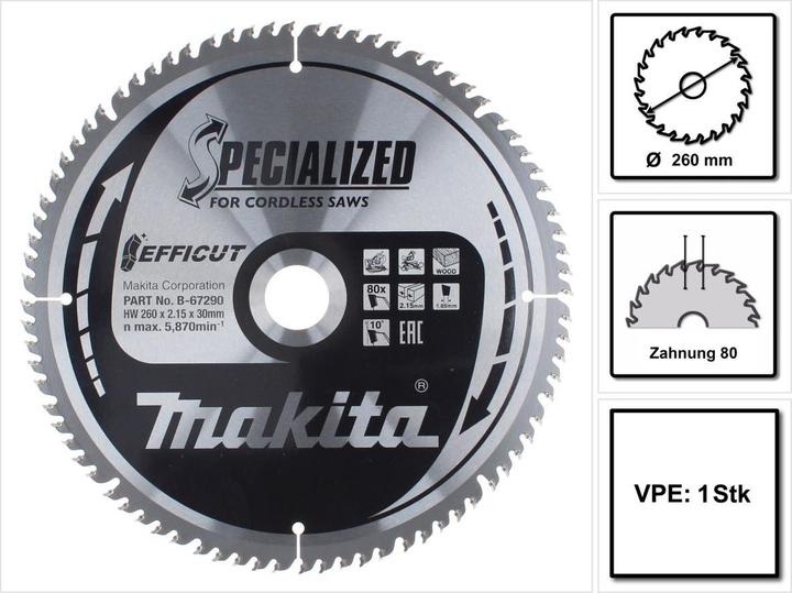 Produktbild Makita EFFICUT Sägeb.260x30x80Z