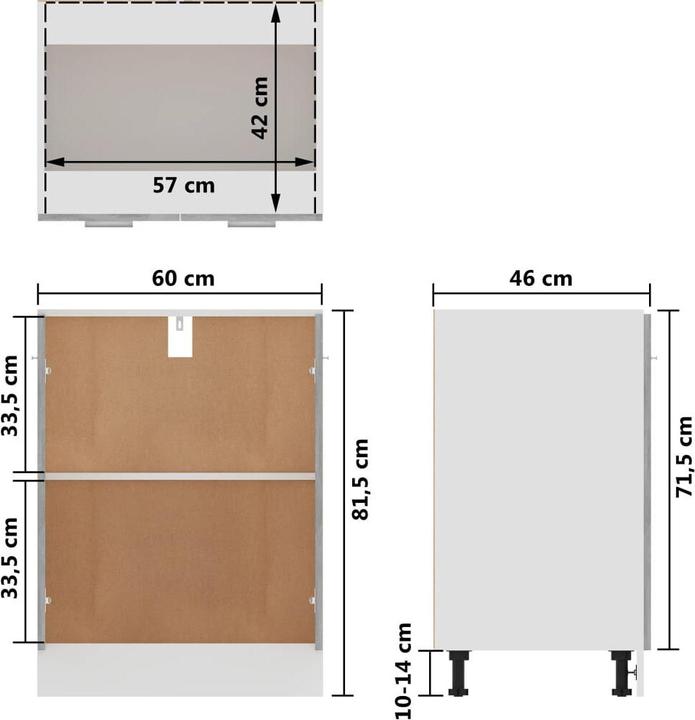 Immagine prodotto vidaXL Unterschrank (60 x 46 x 81.50 cm)