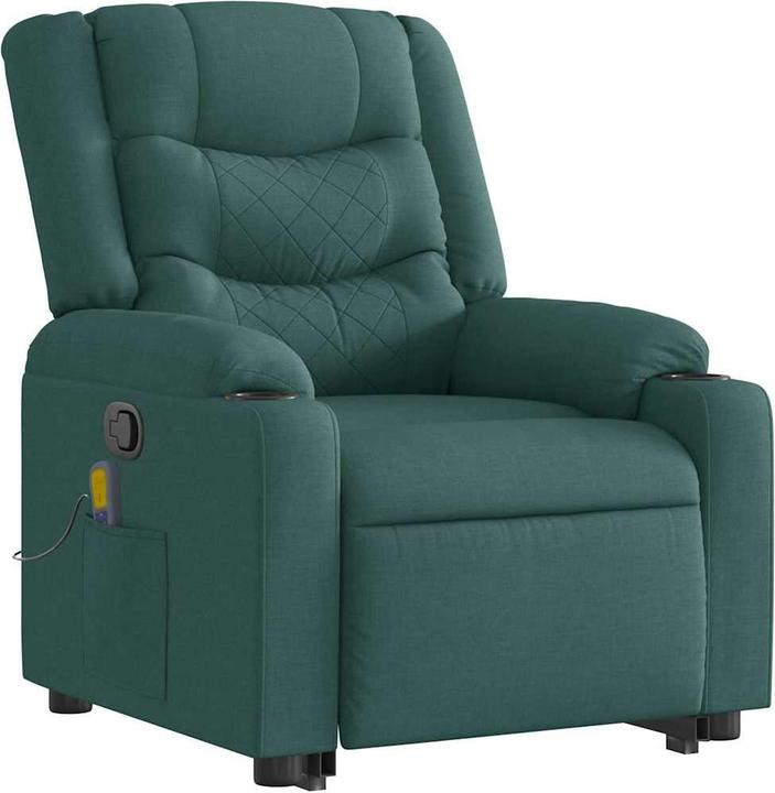 Actual product image VidaXL Massage chair with stand-up aid dark green fabric
