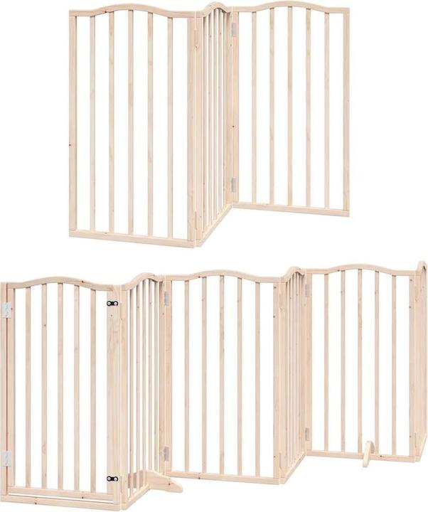 Produktbild vidaXL Hundetor mit Tür Faltbar Absperrgitter Hunde Schutzgitter 9-tlg. Holz (50 cm)