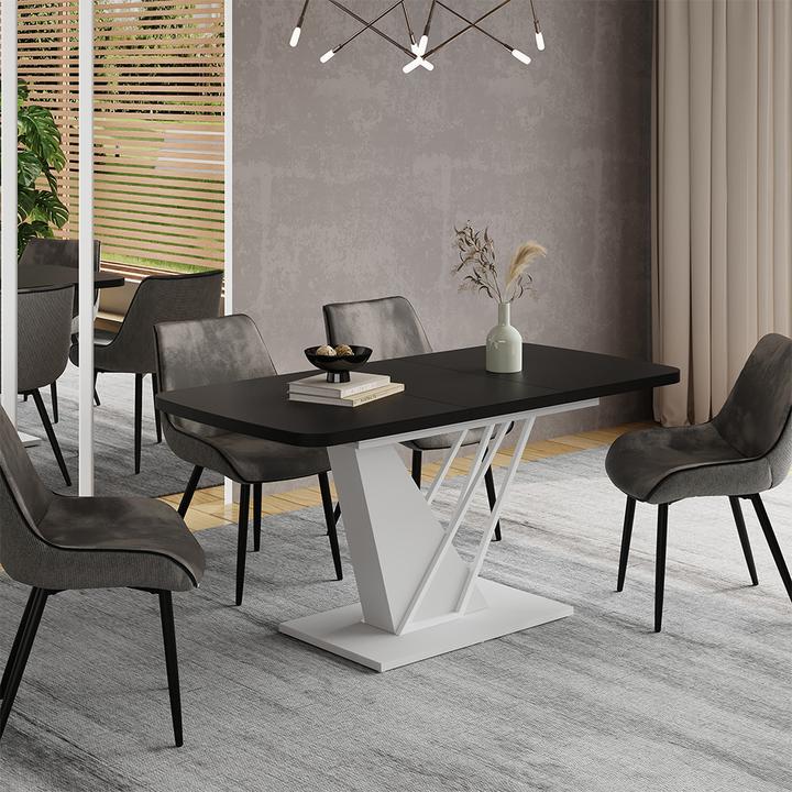 Actual product image Vicco Dining table Fenaro, Black/white/White, 120 x 80 cm extendable (120 x 80 x 77.40 cm)