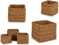 Actual product image Giftdecor set 3 tall square esparto grass baskets (26 cm, 3x)