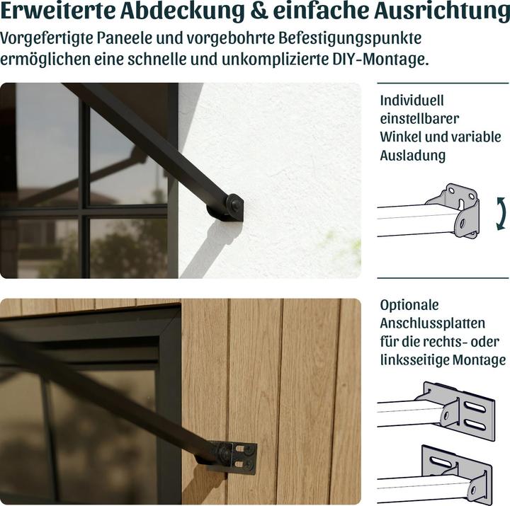 Actual product image Palram Canopia | Augustine 4.8ft Door Awning Black Structure / Opaque Grey Panels