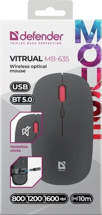 Actual product image Defender Silent Click Vitrual MB-635 RF+BT kabellose Maus (Wireless)