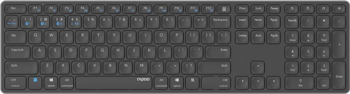 Rapoo Clavier sans fil multimode E9800M, disposition DE, gris foncé (DE, Sans fil)