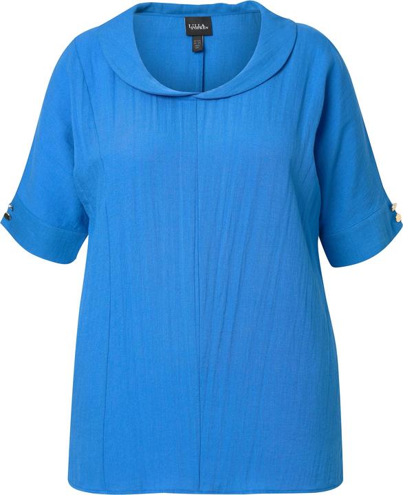 Immagine prodotto Ulla Popken Blusa in misto lino dal taglio oversize con collo con risvolti e mezze maniche (50, 52)