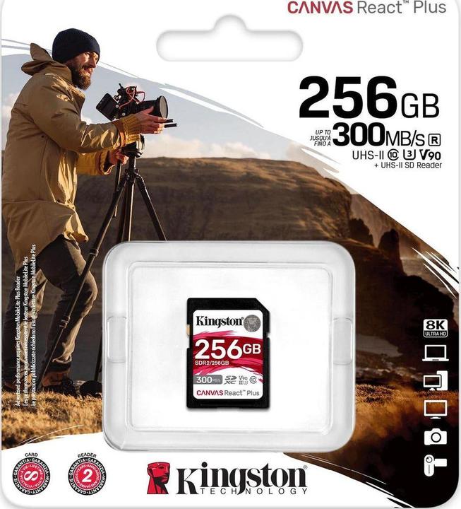 Actual product image Kingston Canvas React Plus (256 GB, SDXC, U3, UHS-II)