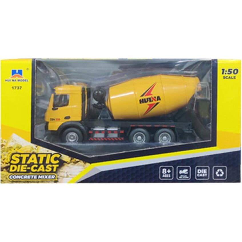 Huina Betoniarka Pojazd Budowlany Metalowa Żółta 1:50