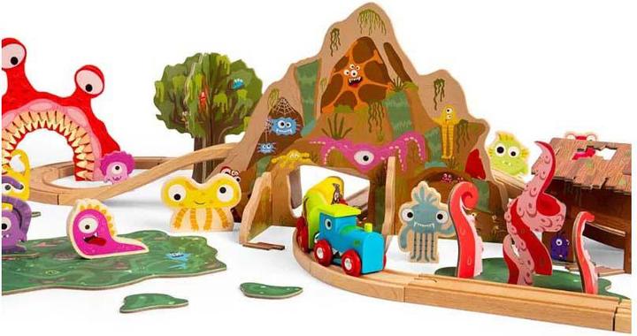 Produktbild Bigjigs Holz-Monstereisenbahn-Set, 50-tlg.