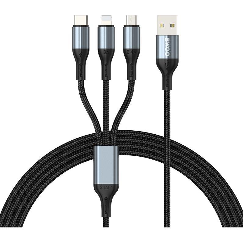 Bwoo Schnelles 3 in 1 USB 3A-Ladekabel X274, USB Kabel
