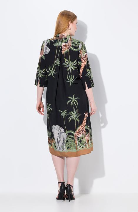 Immagine prodotto Ulla Popken Abito midi in lyocell con design animalier, colletto da camicia e maniche a 3/4 (58)