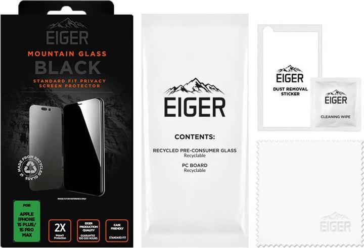 Actual product image Eiger Mountain Glass Black (1 Piece, Apple iPhone 15 Plus, Apple iPhone 16 Plus, Apple iPhone 15 Pro Max)