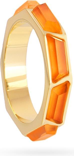 Emilia Ring - Goldstahl - Orange Synthetische Steine