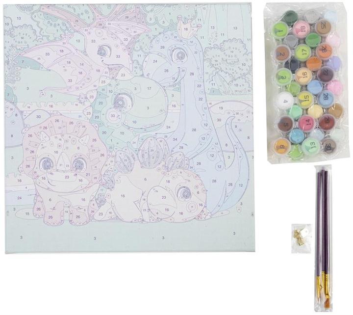 Produktbild Craft Buddy Malen nach Zahlen Bild-Set 30x30cm Dino Familie