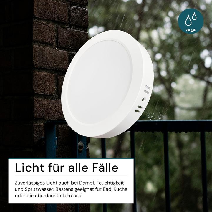 Produktbild Luxula LED-Deckenleuchte, 12W, EEK: F, 1200lm, CCT, IP44, rund, weiss (1200 lm)